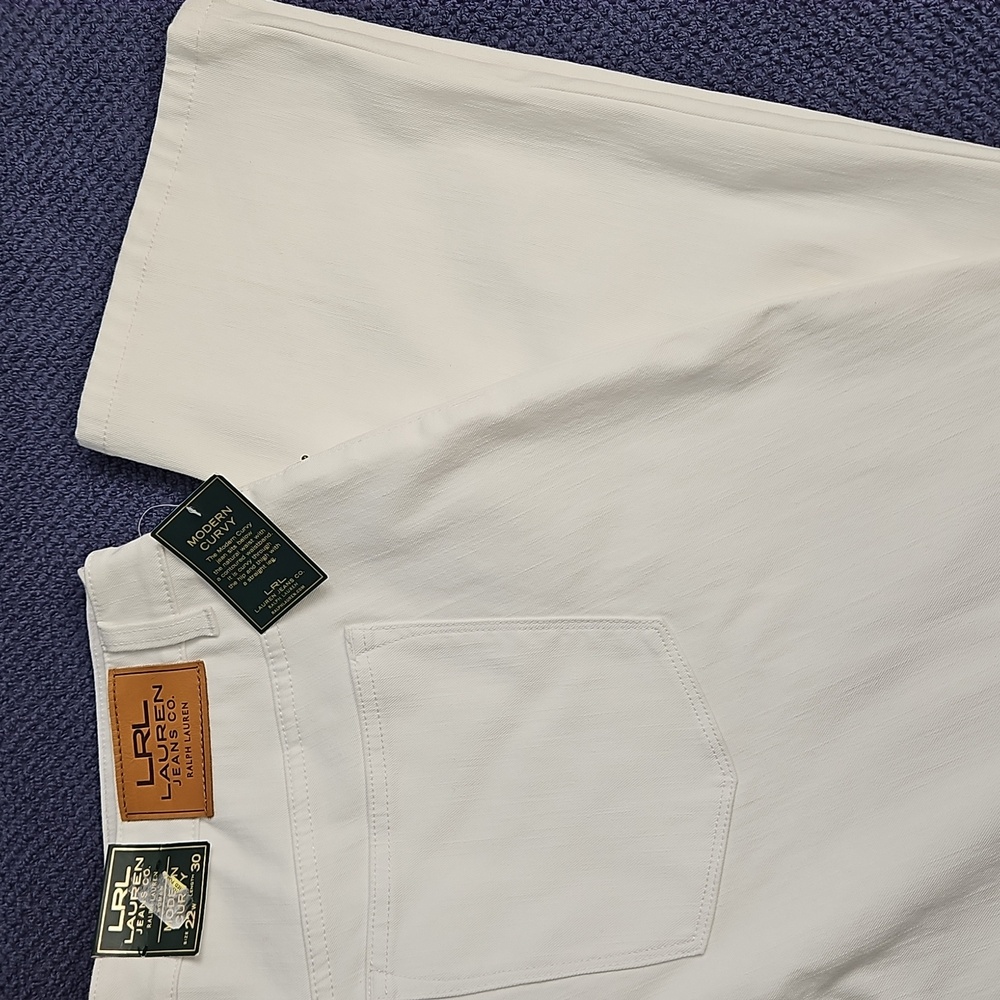 LRL Lauren Modern Curvy Straight Leg Denim: Color- White: Size 22W SEE DETAILS